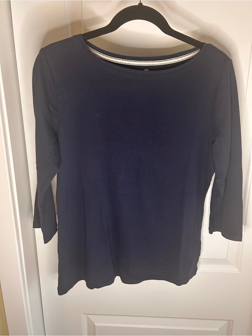 Talbots Women's Navy 3/4 Sleeve Scoop Neck Top Size Large